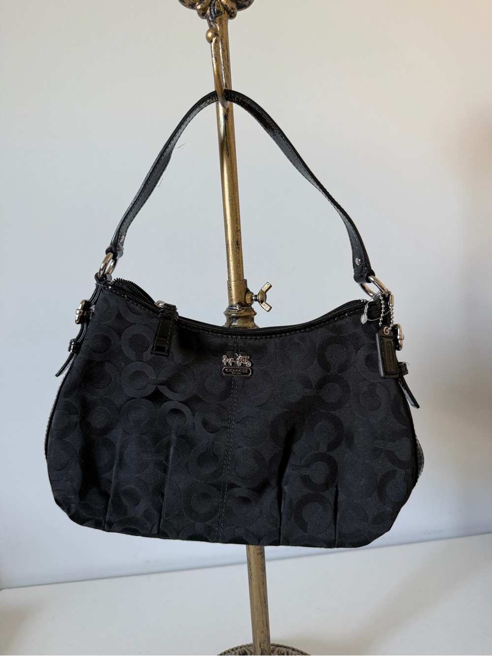 Coach Madison Op Art Black Shoulder Bag
